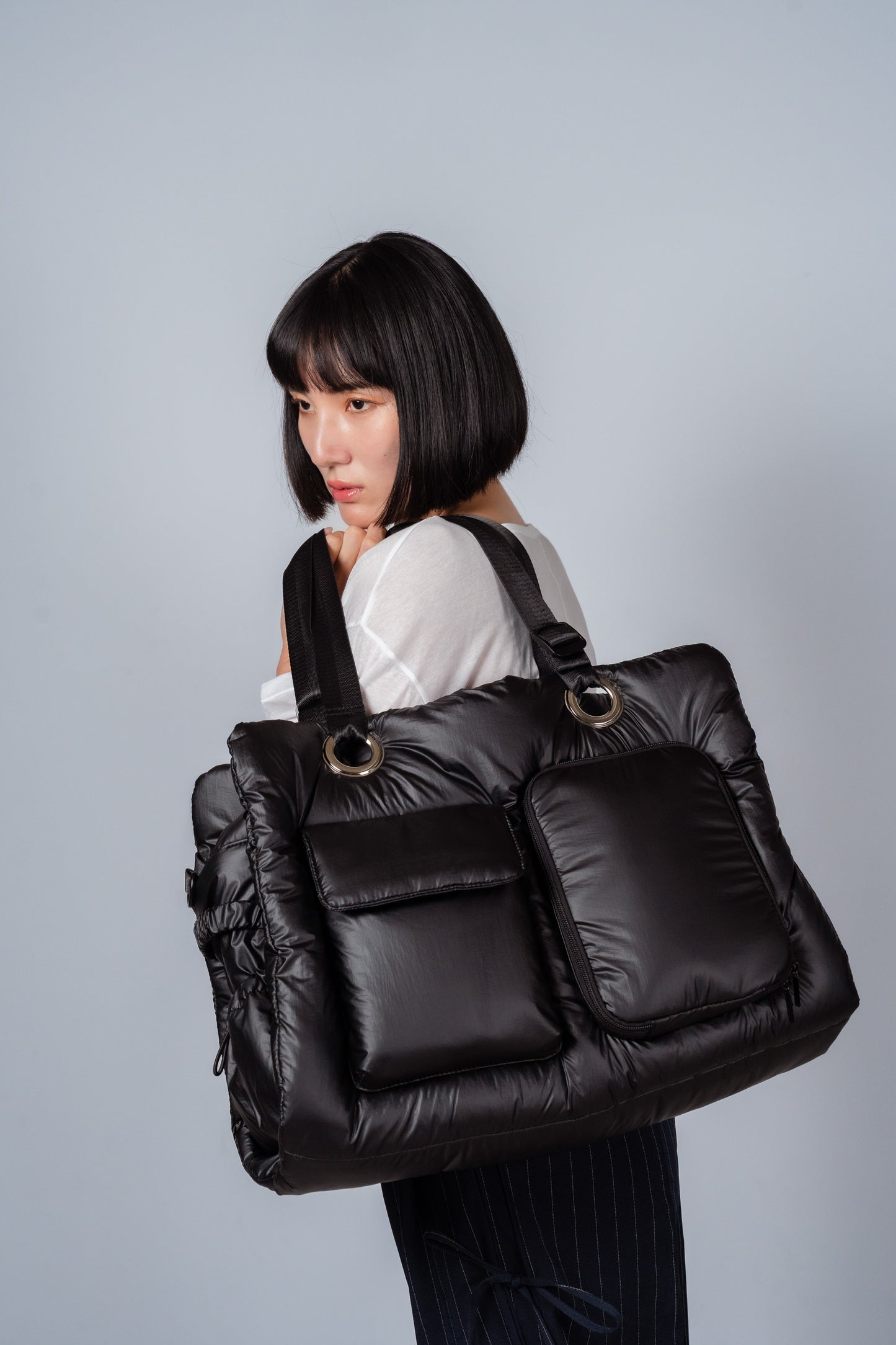 [予約販売]Large quilting bag / Rich Black