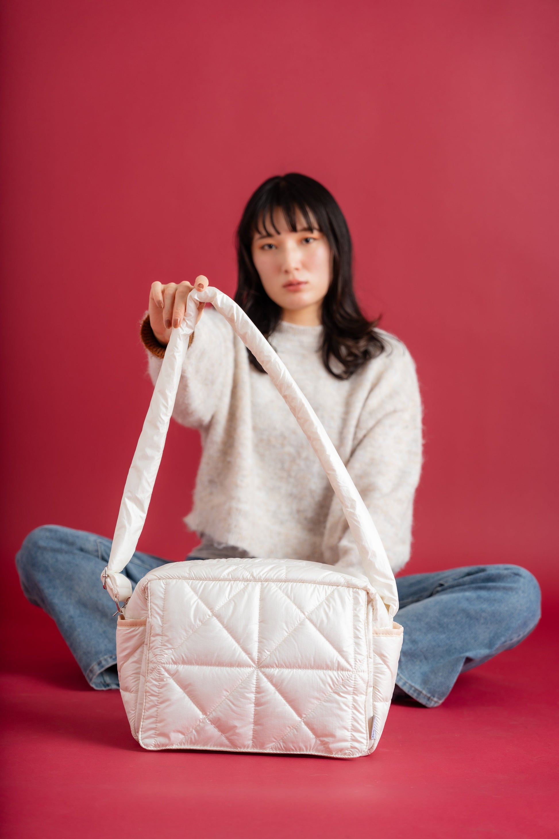 Cross quilt bag White