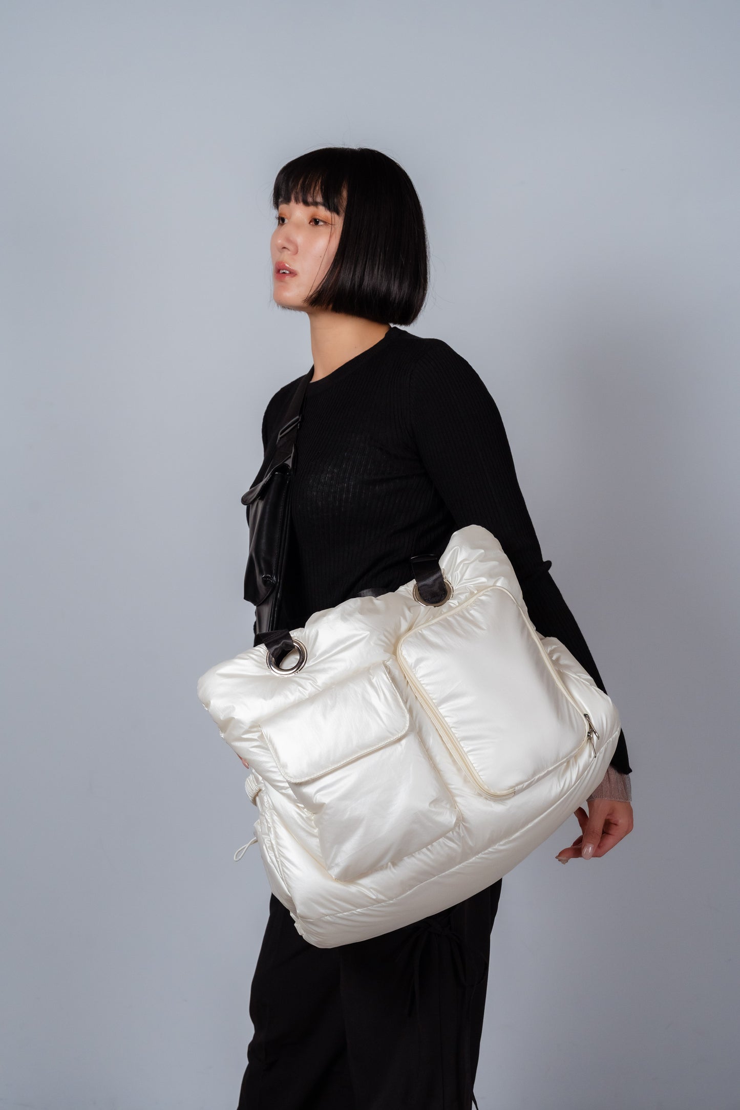 [予約販売]Large quilting bag / Pearl White