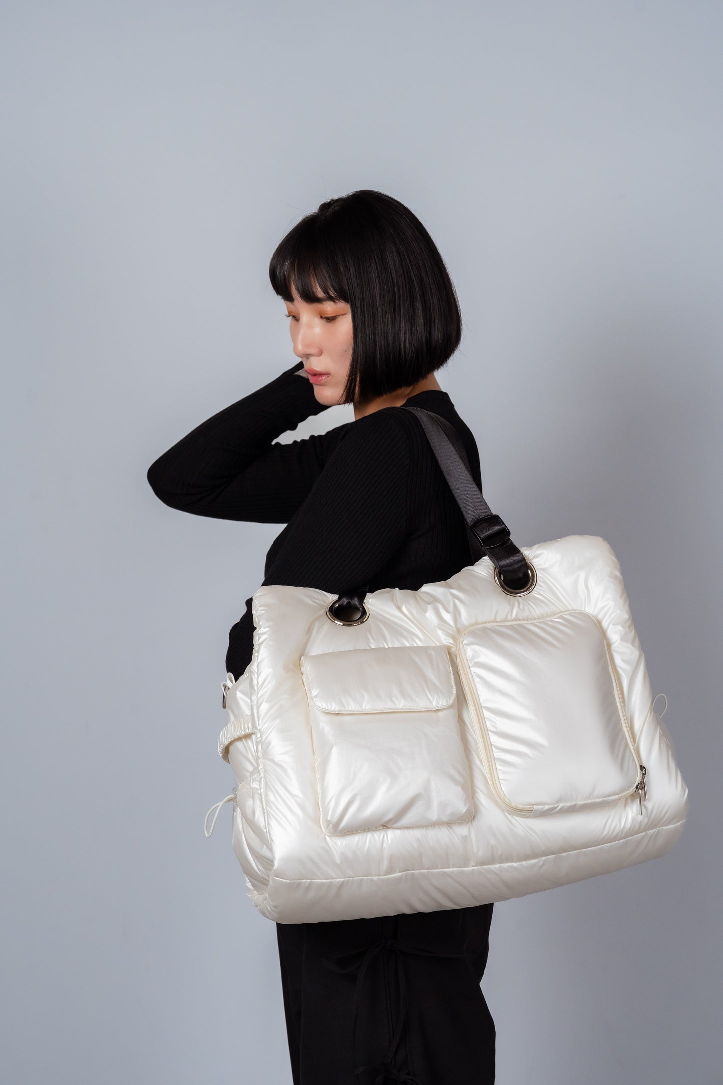 [予約販売]Large quilting bag / Pearl White