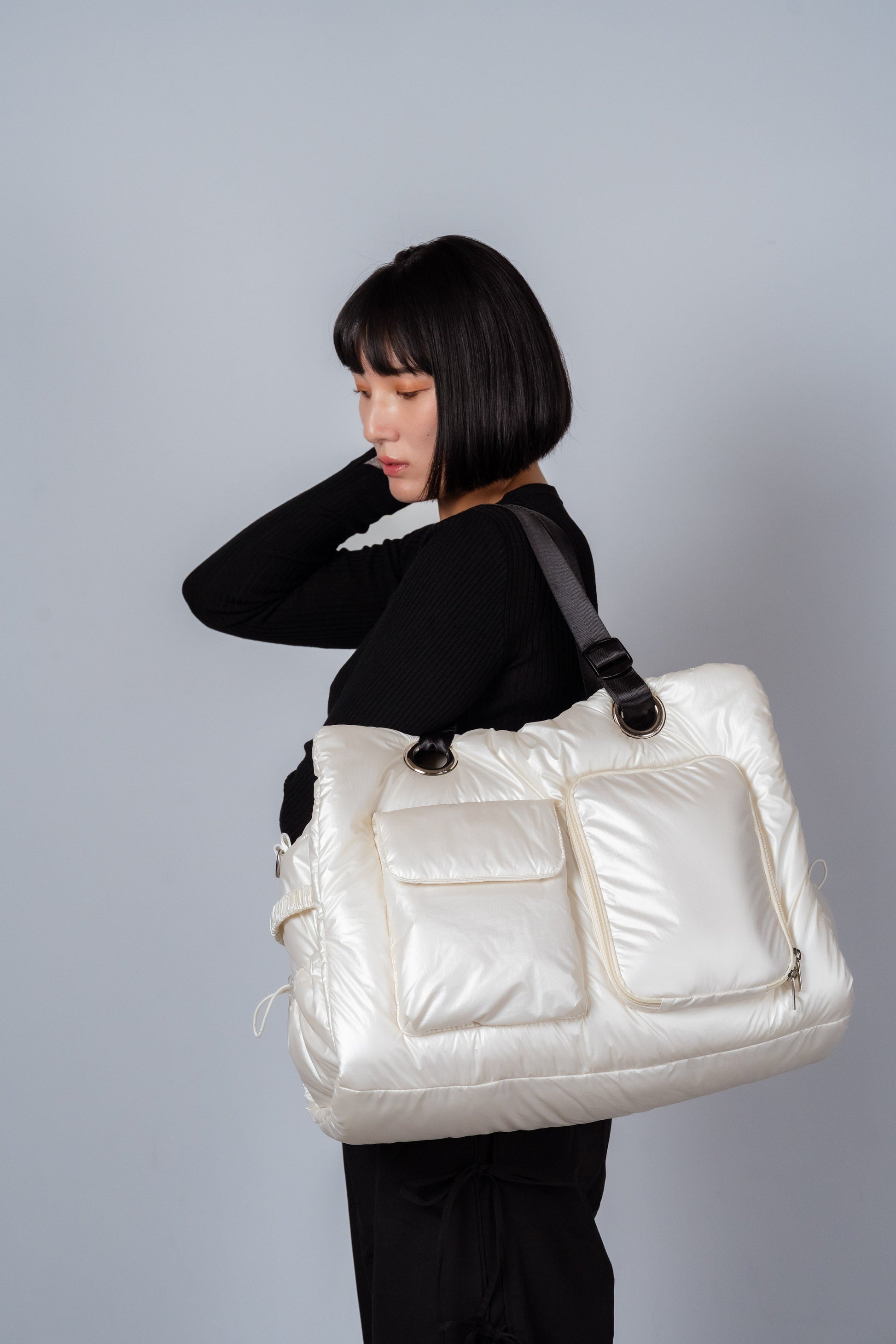 Large quilting bag Pearl White