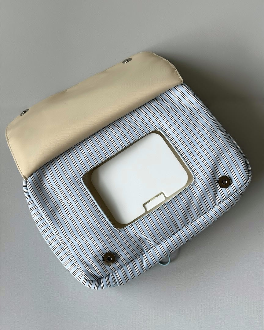 【SET】Large soft bag + Stripe diaper pouch / BLUE