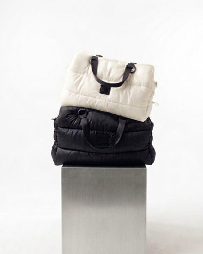 Large quilting bag Rich Black / Pearl White