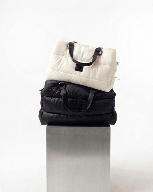 Large quilting bag Rich Black / Pearl White